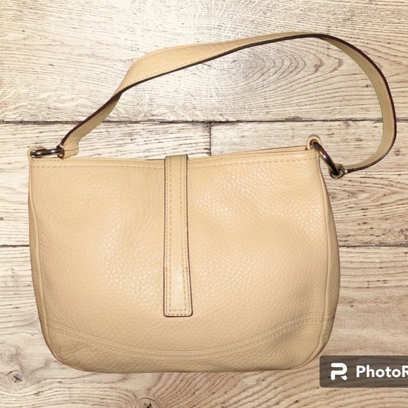 Coach Beige Pebbled Leather Handbag - Picture 2 of 7
